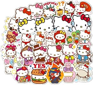 50pcs Cute Hello Kitty Stickers Waterproof Laptop Skateboard Water Cup pegatinas Refrigerator car Motorcycle PVC Kids Stickers