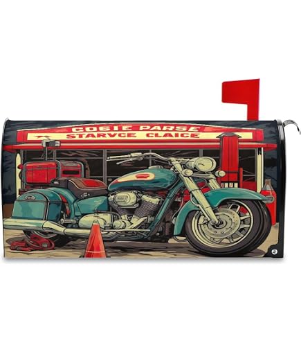 Magnetische Briefkastenabdeckung – Vintage-Motorrad-Motiv, Standardgröße 53x46 Cm, Wasserabweisend