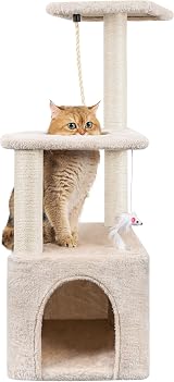 HOMIDEC Cat Scratching Post 90cm Cat Tree Beige Multi-Level Indoor view 8