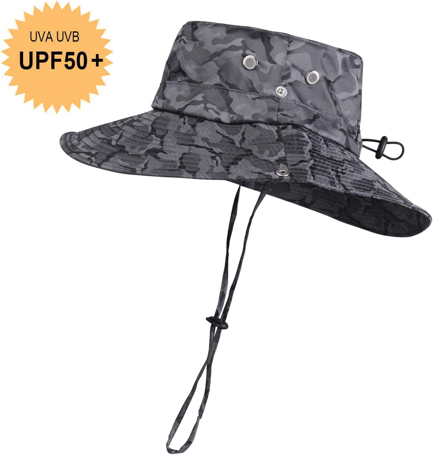 KOOLSOLY Breathable Wide Brim Boonie Hat Outdoor Waterproof UPF 50+ Sun Protection Mesh Safari Sun hat for Travel Fishing : Clothing
