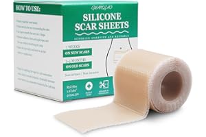 GUANQIAO Silicone Scar Sheets, Medical Grade Silicone Scar Tape, Scar Removal Strips for Acne Scars C-Section & Keloid Surgery Scars Sheets Treatment Sheets -1.6"x 60" Roll-1.5M