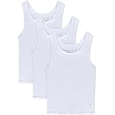 Feathers Boys White Tank Top Super Soft Cotton Tagless Undershirts 3-Pack