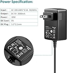 Basicvolt Universal AC Adapter 9V 2A Power Supply
