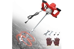 CALCHELE Cement Mixer, 110V Handheld Mud Mixer with 6 Speed, 2100W Electric Concrete Mixer for Paint Mortar Fodder Mixing Drywall Grout Plaster