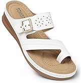 TEMOFON Flip Flops for Women Summer: Comfortable Walking Sandals,Arch Support,Orthopedic Bunion Sandal, Dressy Black/Navy/White Sandals Size 5-11