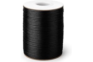 Anwyll 1.5MM Black Nylon String - 110Yards Wind Chime String Weather Resistant Nylon Cord Black Nylon Bracelets String Beading Thread Macrame Trim Cord for Necklace Jewelry Making Craft Halloween