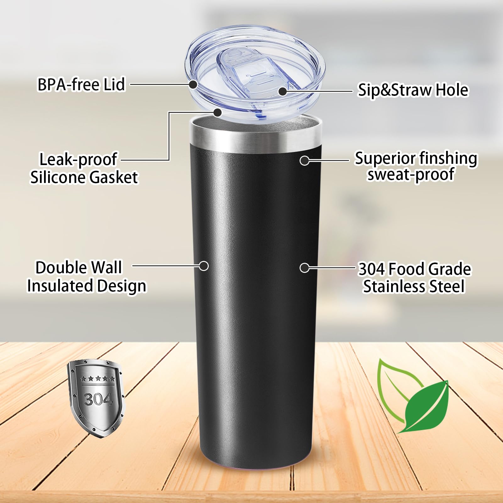 Mua FristChoice 20 oz Skinny Tumbler with Lid and Straw,Stainless Steel ...