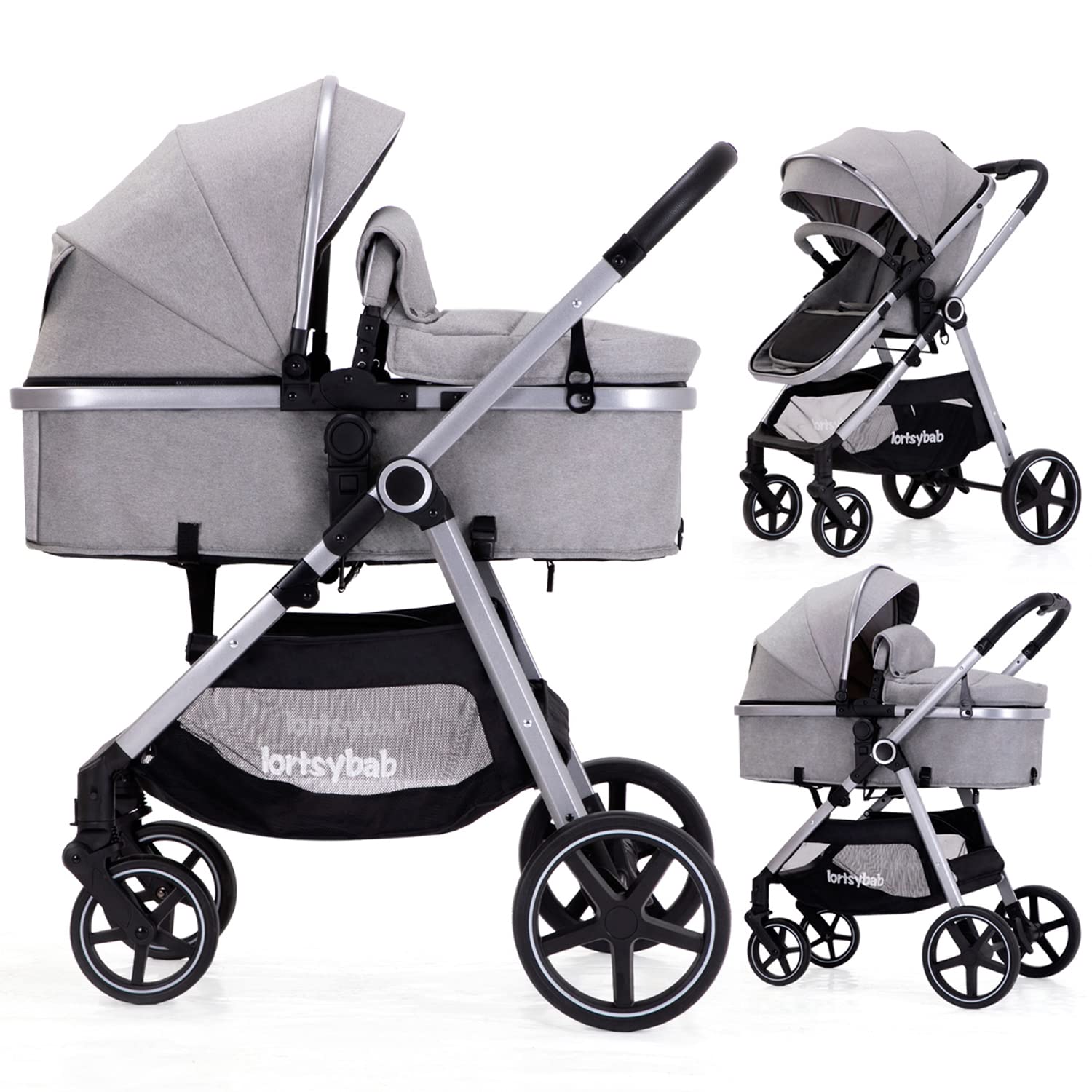 Lortsybab 2-in-1 Baby Stroller with Bassinet Mode