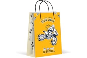 LARZN - Celebrate With an Impression Premium Dirt Bike Party Bags, Race Favor Treats, Gifts, Goody Supplies, Decorations, 12 