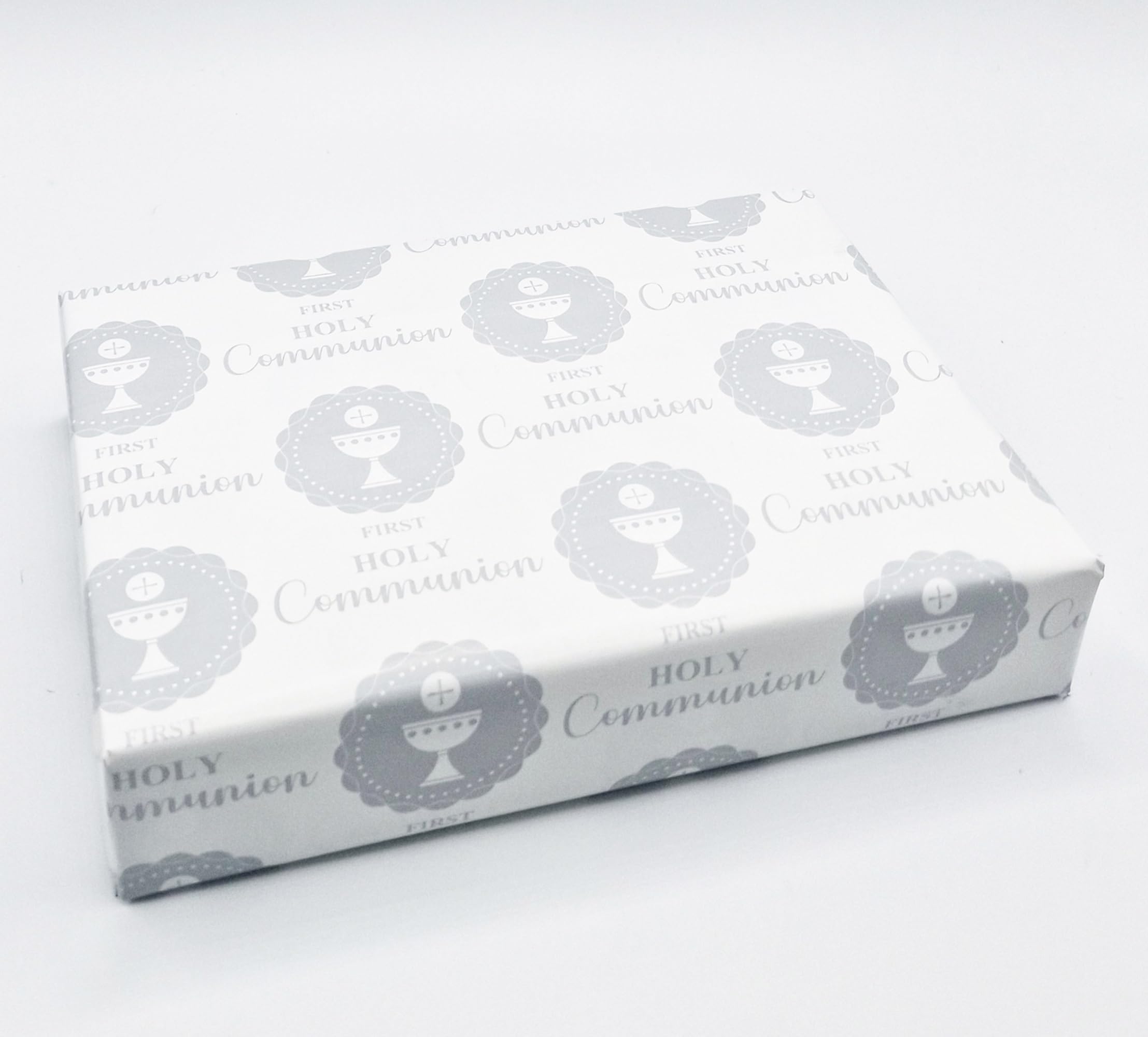 2 Sheets First Holy Communion Girl Boy Unisex Wrapping Paper Gift Wrap Silver and White (PA)