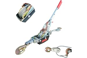 SENOTOYAR Come Along Winch - 11000 lbs/5T Pulling Capacity,12ft Steel Cable,3 Hooks,Dual Gear Power Puller,Automotive Hoist Cable Puller for Vehicle Rescue,Construction,and Farm