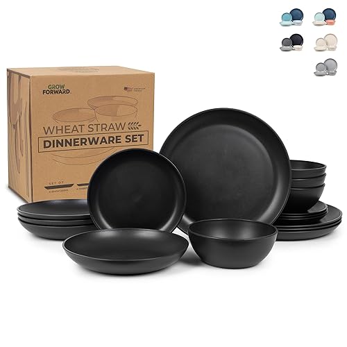 Grow Forward 16-piece Premium Wheat Straw Dinnerware Sets for