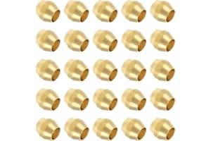 PATIKIL Brass Compression Sleeves Ferrules for 1/8 Inch OD Tube, 25 Pack Brass Ferrule Fitting Brass Compression Tube Fitting