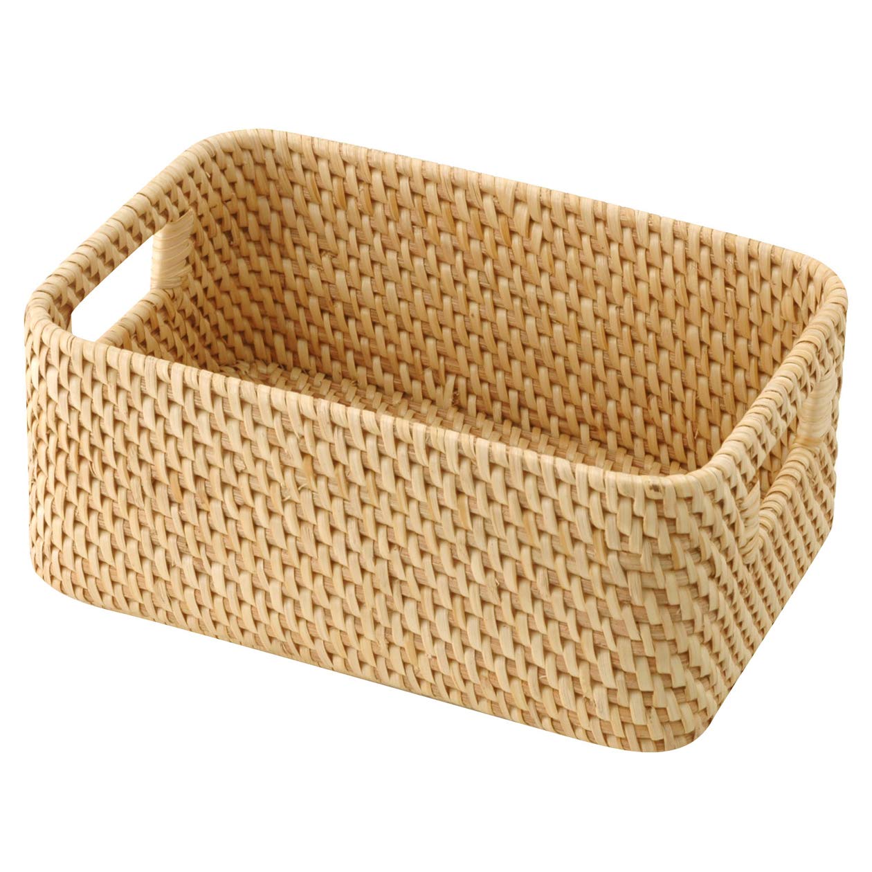 Muji Stackable Rattan Rectangular Basket with Handle, 15 cm Width x 22 cm Depth x 9 cm Height โ image 1