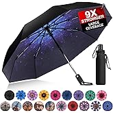 Trenovo Strongest Windproof Travel Umbrella - Pro-Series, Heavy Duty Durable, Automatic Folding, Compact Lightweight Portable, Premium Grip, Fits Car & Backpack