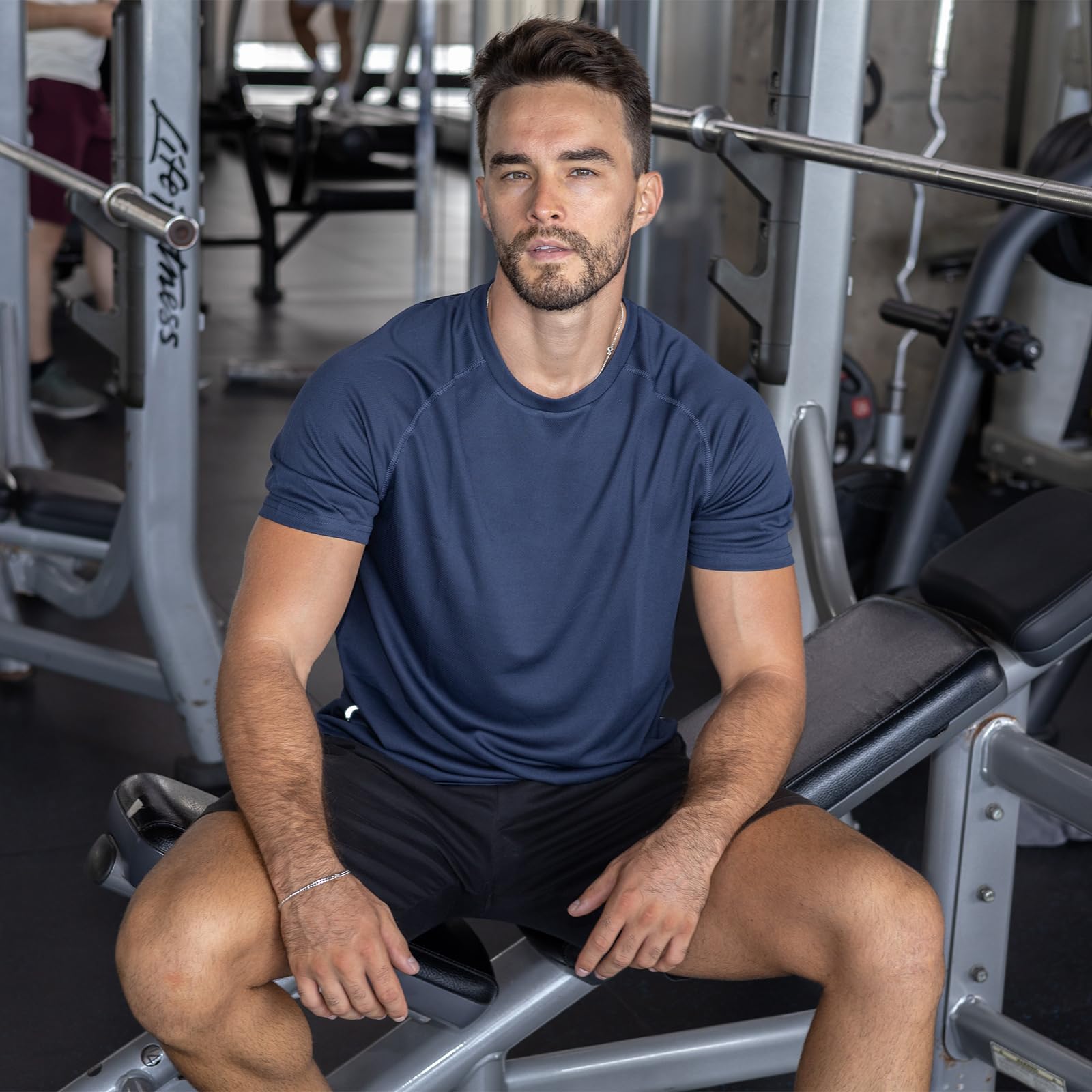 ZENGVEE 3er Pack Sport Tshirts Herren Funktionsshirt Schnelltrocknend Atmungsaktive Fitness Trainingsshirt Herren Laufshirt Kurzarm(0426-Black Grey Navy-L) 3