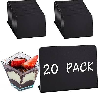 Fuyamp 20 Pcs Mini Chalkboard Signs 100x75mm L-Shape Table Sign