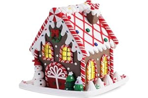 Tobiwibby Gingerbread Christmas Decorations, 5 Inch Gingerbread House,Battery Powered Christmas Cottage LED Gingerbread House Decorations, Desktop Decor, Home Ornaments Christmas Decor Indoor