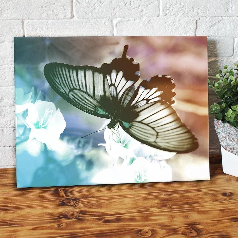 Butterfly Flowers Wood Frame Canvas 0.75 inch Art gifts for Christmas, Birthday, Valentine's Day Thanksgiving Canvas Home Decor (36 in x 24 in)