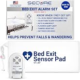 Secure Safety Solutions Bed Exit Alarm for Elderly Dementia Patients | 12x30 Pressure Sensor Pad &amp; 120 dB Patient Monitor, Fall Prevention for Seniors &amp; Adults, Caregiver Alert System