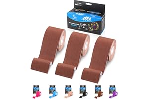 VITYELK (3 Pack) Kinesiology Tape, N.C.D Waterproof Muscle Tape for Athletes Shoulder Back Muscles Joints Sports Tape Athletic Elastic Fitness Patch 2 Inch×16.4 Ft(Brown)