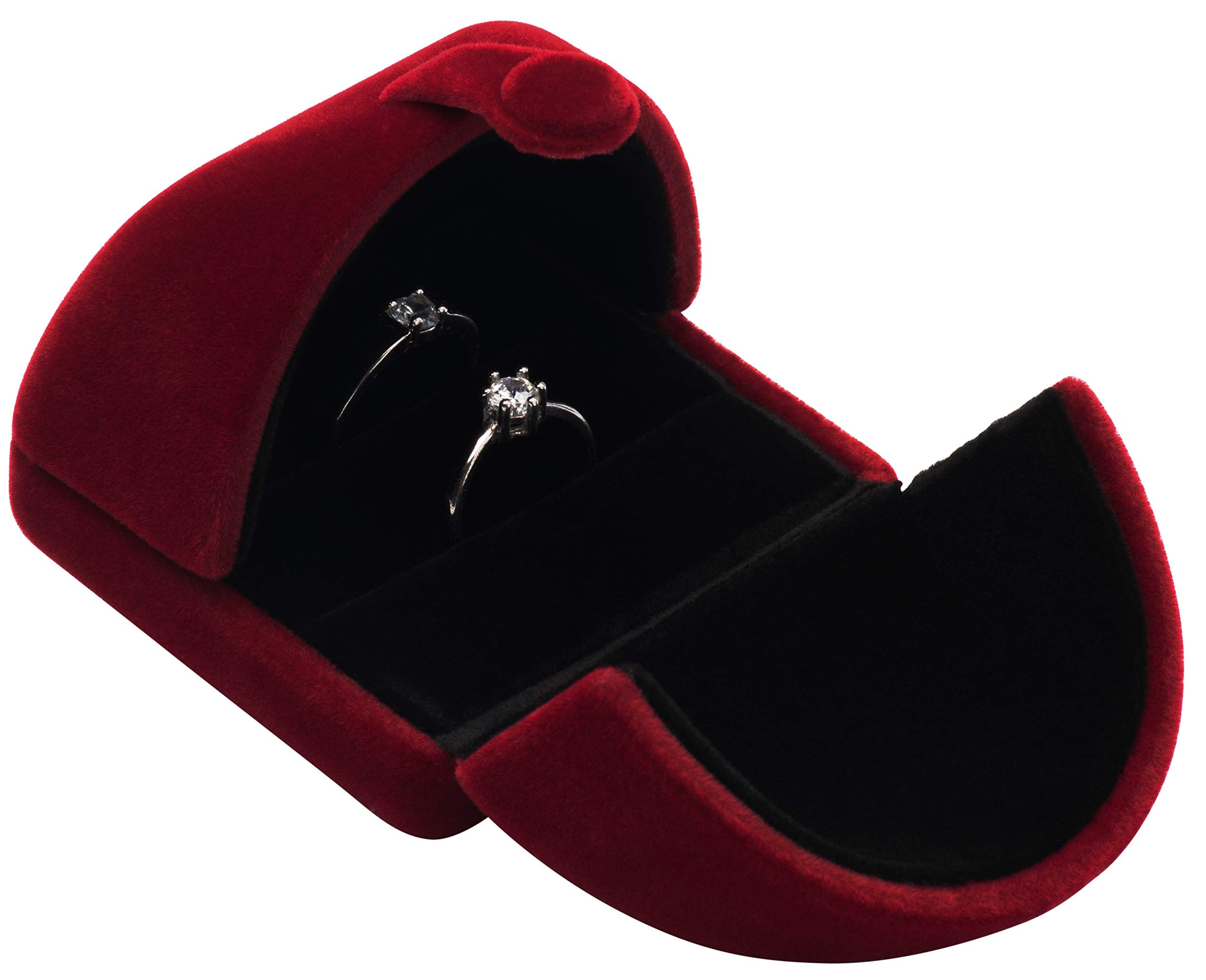 POKOFO Double Velvet Jewelry Packaging Display Storage Case Wedding Ring Gift Box (Wine Red)