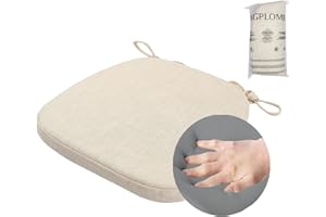 KGPLOME Chair Cushion with Ties for Dining Chairs - Memory Foam Non Slip Kitchen Chair Pad and Dining Seat Cushion with Machine Washable Cover [16.5 x 16.2 Inches] (Light Beige, 1)