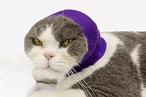 FDANDADE 2 Pack Cat Ear Wrap，Cat Hematoma Ear Wrap Anxiety Relief – Noise Canceling for Fireworks, Thunderstorms, Pet Grooming & Force Drying (Purple S)