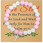 Inspirational Christian Gift for Women Encouragement Bracelets with Gifts Cards for Friends Sister Bible Verse Religious Gifts Motivational Baptism Gift Beaded Bracelets for Her Christmas Graduation