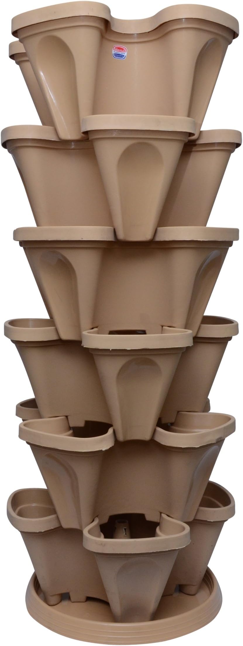 GARDENS NEED Plastic Stack-A-Pot for Floor Set (38.1x38.1x30.48 cm, Beige) - 7 Pieces
