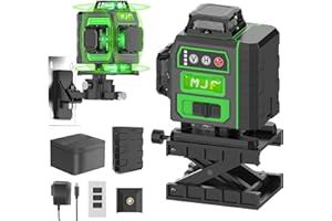 MJF Laser Level 360 Self Leveling，4D 16 Lines Nivel Level, lazer leveler tool for Construction and Picture Handing, with Rechargeable Battery, Durable Case, Adjustable Brightness & Remote Control
