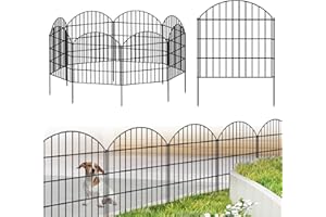 FOREHOGAR Metal Garden Fence 28in (H) x 18.7ft (L), 8 Panels + 9 Stakes Dog Fence Border Fence Animal Barrier, No Dig Garden Fencing for Yard Flower Bed Lawn Patio Outdoor, CTW2829 Black