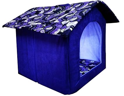 Pets Empire Printer Velvet Fabric Foldable Dog House (Colour May Vary)