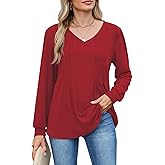 VUTRU Women Long Sleeve Tunic Tops V Neck Casual Loose Fit Blouses Plus Size Fall Shirts for Work or Daily Wear