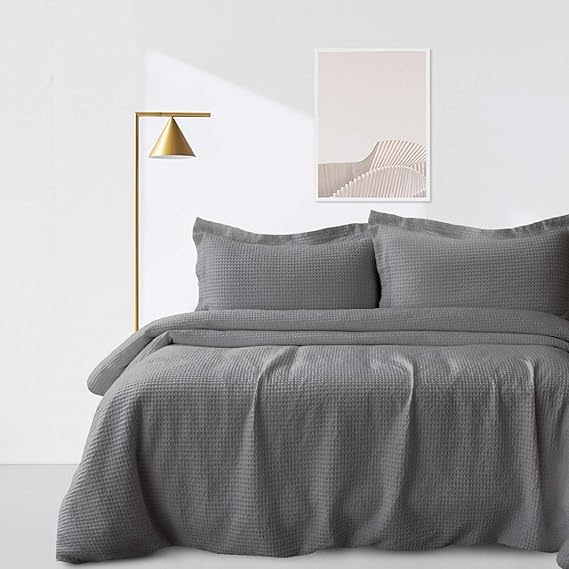 Waffle Duvet Covers Queen Size 100 Cotton 3 Piece 1 Duvet