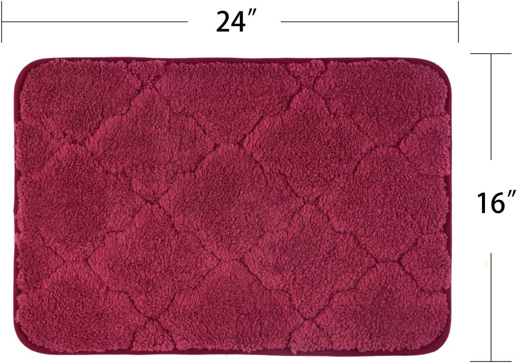 COSY HOMEER 24x16 Inch Bathroom Rugs, 100% Mirco Polyester Accent Rugs, Easy-Clean, Super Thick and Soft, Perfect Absorbant, Non Slip, Machine Washable Bath Mat Burgundy: Kitchen & Dining