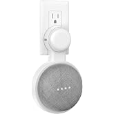 HomeMount Outlet Wall Mount for Google Nest Mini &amp; Home Mini, White, 1 Pack | Plug-and-Play, Hidden Cable Management, No-Drill Installation, Open-Acoustic Design for a Clean, Space-Saving Wall Setup