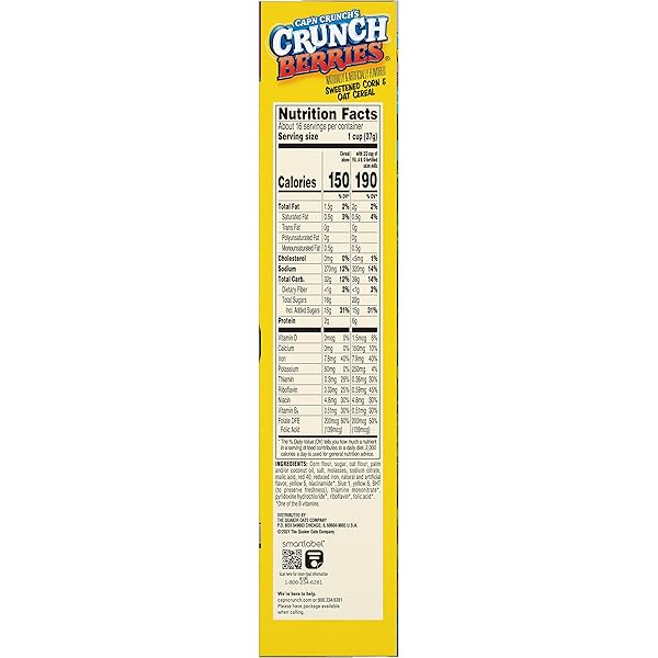 CAP’N CRUNCH CEREAL, CRUNCH BERRIES, 20.5OZ BOX