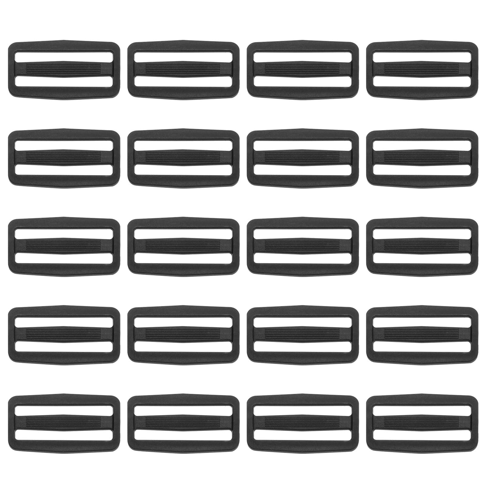 PATIKIL 50mm Tri-Glide Slide Buckles, 25 Pack Plastic Webbing Strap Fastener for Backpack Bag Belt, Black