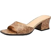 COACH Sculpted C Coated Canvas Block Heel Sandals