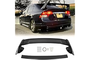 ECOTRIC Rear Trunk Spoiler Wing Compatible with 2006-2011 Honda Civic 4 Door Sedan ABS Trunk Spoiler Wing Painted Gloss Black