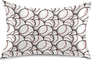 KOPIRIT Baseball Pillow Covers Silk Pillowcase for Hair and Skin Soft Breathable Smooth Cooling Satin Pillowcase Standard Size Pillow Case for Hot Sleepers Bed Women Boys Girls (20x26 Inch)