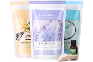 Spa Luxetique Bath Salts for Women, 3 x 454g(16oz) Bath Salts Set, Epsom Salts for Soaking with Tea Tree Oil and Wooden Spoon