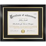 FrameMind 8.5x11 Diploma Frame with Black over Gold
