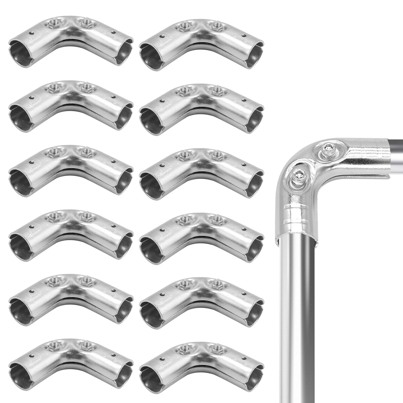 Photo 1 of 12 PCS 1 Inch 90 Degree Elbow Structural Pipe Connector, 2 Way Metal Connectors Joint Chain Link Fence Clamp End Rail Clamp, Fit for OD 25 mm Tube, Galvanized Carbon Steel