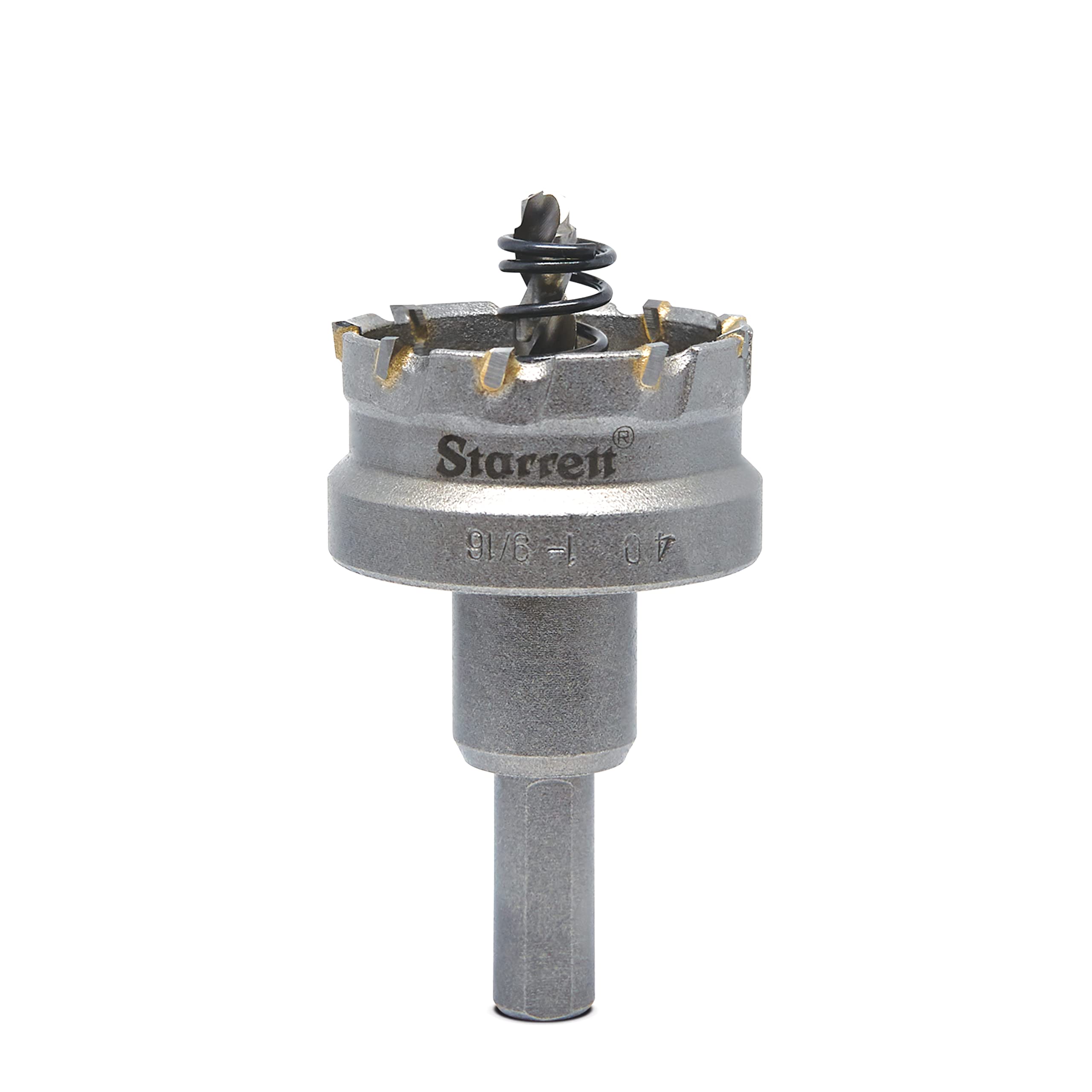 Starrett Tungsten Carbide Tipped Hole Saw - SM40 Sheet Metal Cutter With Arbor & Pilot Drill Bit - For Drilling Stainless Steel Aluminum Alloy - 40 mm