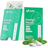 UPLIFE Energy and Focus Mint 60 Pcs – Made in USA – 40mg Natural Caffeine + 80mg L-Theanine + Niacin Vitamin B3 & B12 – Sugar-Free, Vegan - Natural Caffeine Mint Coffee Alternative - Peppermint
