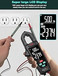 QLUUE Clamp Meter 9999 Counts, Multimeter Measures