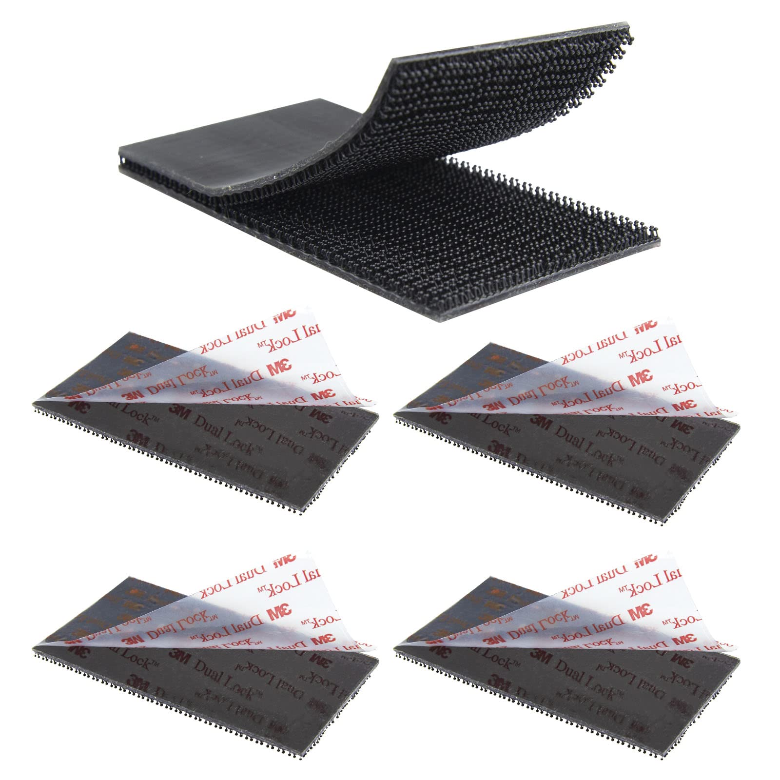 Photo 1 of Dual Lock Tape 2in x 4in 4pcs, Dual Lock Heavy Duty Mounting Tape?Interlocking Tape Reclosable Fastener Self Sticky 3550CF Dual Lock Strip for EZ Pass Mounting Tape Black