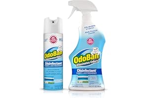 OdoBan Ready-to-Use Disinfectant and Harsh Aroma Eliminator, Cleaner and Fabric/Air Freshener, Set of 2, 14.6 Ounce 360-Degree Continuous Spray and 32 Ounce Trigger Spray, Fresh Linen Scent